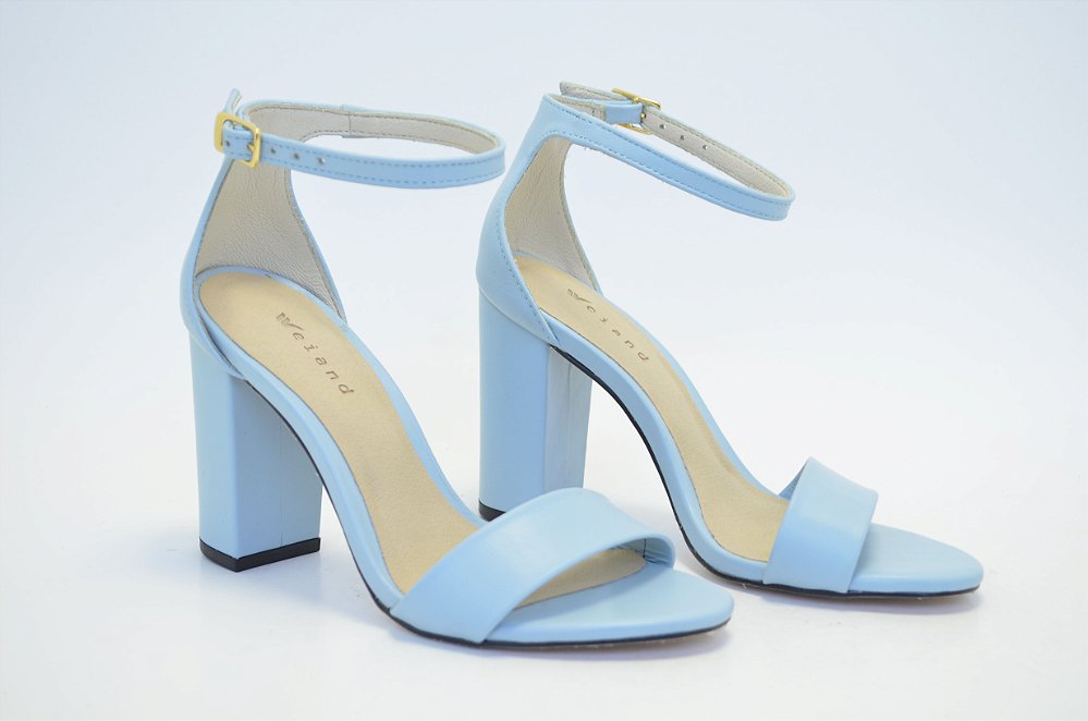 Sandália Azul Bebê Tiras Amarração Tendência