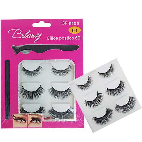 Kit de Cílios Postiços Magnético 6D-01 Bilansy LT193-1 – Box c/ 12 uni