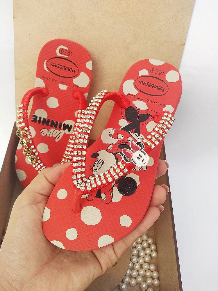 Chinelo bordado infantil minnie Clearance