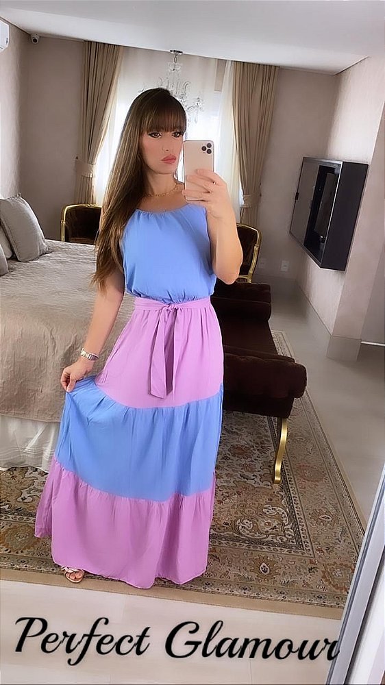 vestido azul rosa