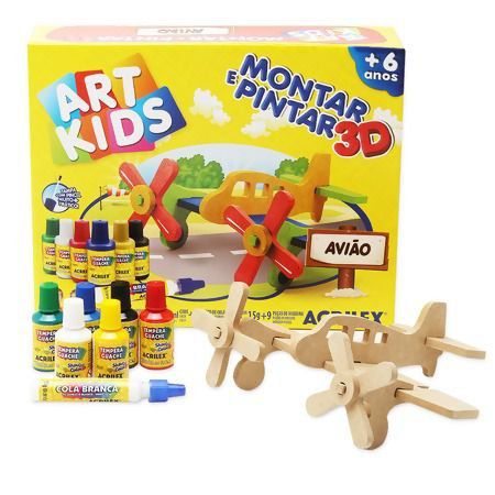 Brinquedo de Montar e Pintar Avião 3D Acrilex - Adoleta Brinquedos  Educativos