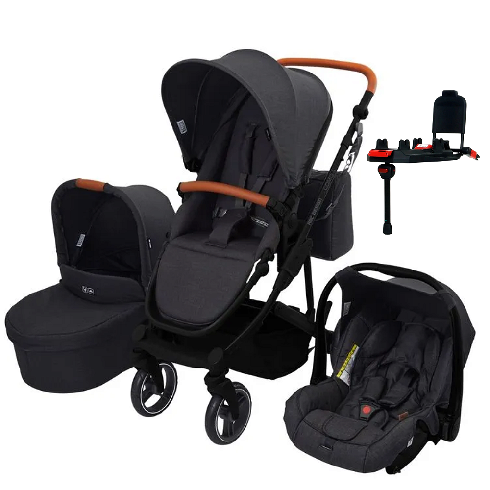 ABC Kit Carrinho Como 4 Woven Black com Base Isofix - ABC Design