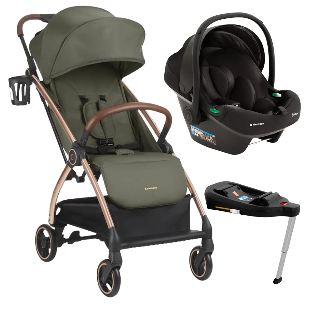 k96カーキベージュ1 Trio Carrinho de Bebê Joy Verde Herb + Bebê Conforto Prime + Base