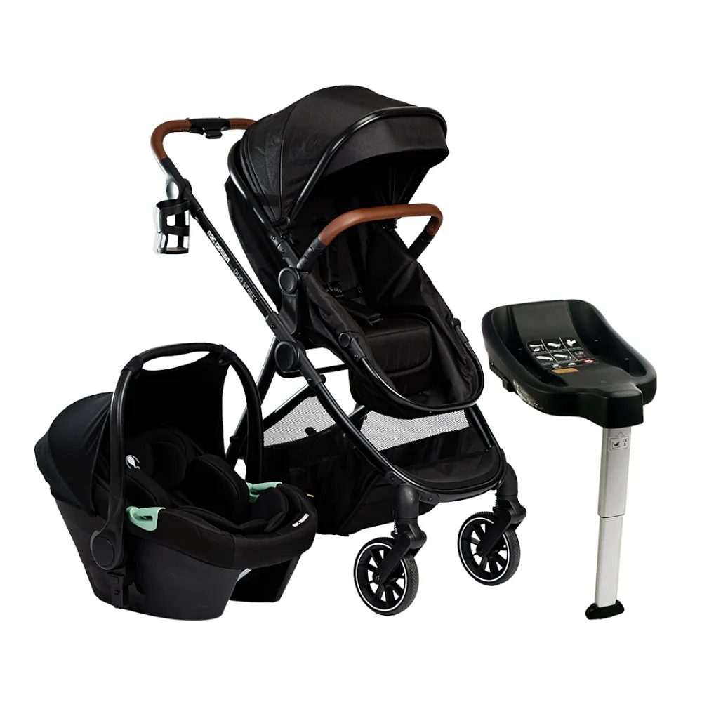 abc Trio Carrinho Duo Street Preto com Bebê Conforto e Base isofix