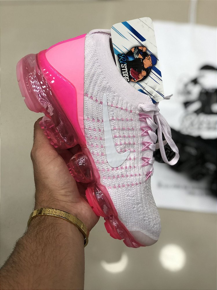 vapormax branco e rosa