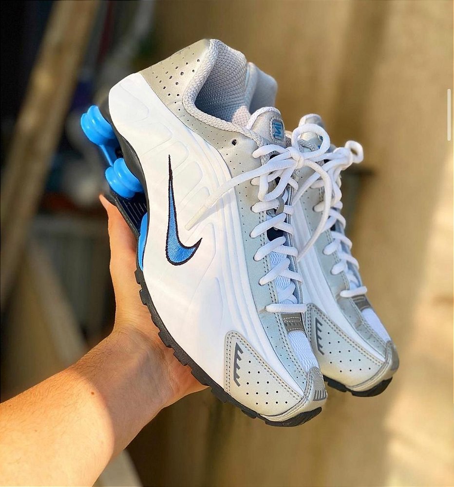 shox r4 branco e prata