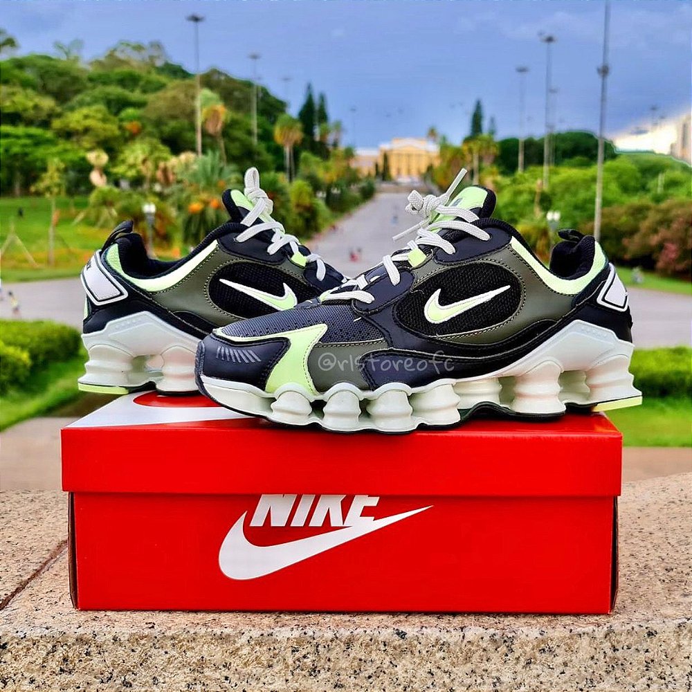 nike shox verde e preto