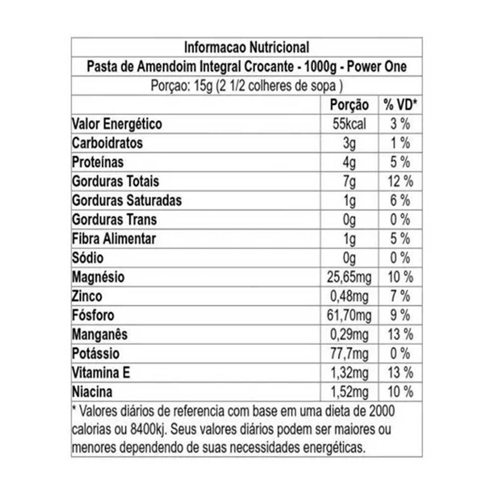 Pasta de Amendoim Torrada - Integral Crocante 1,005kg - Power One - Vem