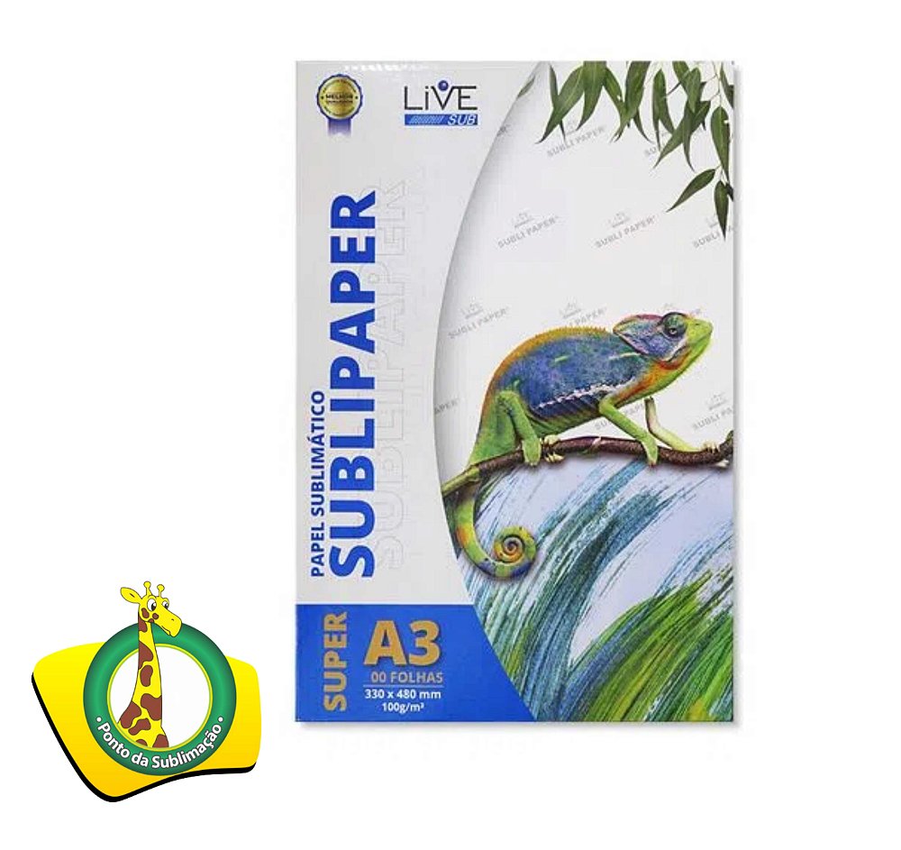 Papel para Sublimação LIVE Super A3 33x48cm 100g - 100 Folhas - Ponto da  Sublimação - Os melhores produtos do Brasil para sublimação