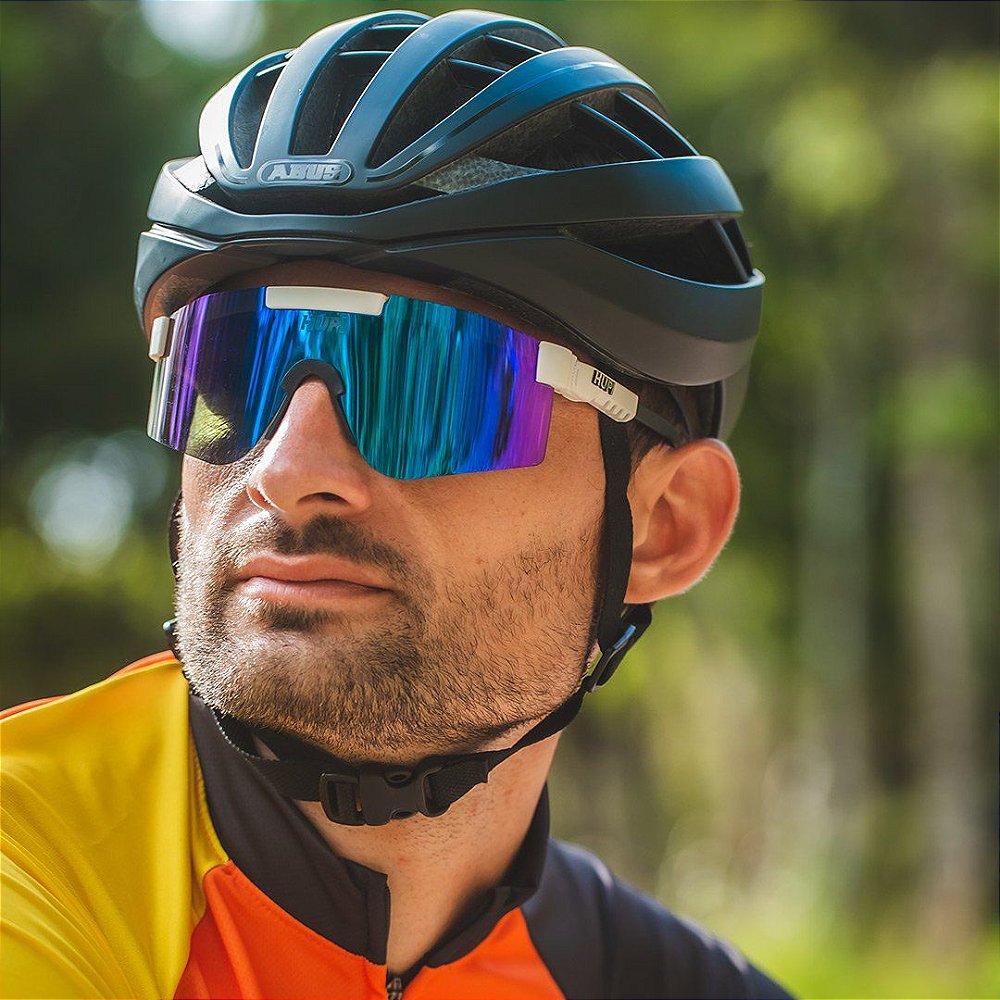Óculos de Sol HUPI Maverick Branco/Preto - Lente Azul Espelhado - Pedalém -  Roupas para Ciclismo