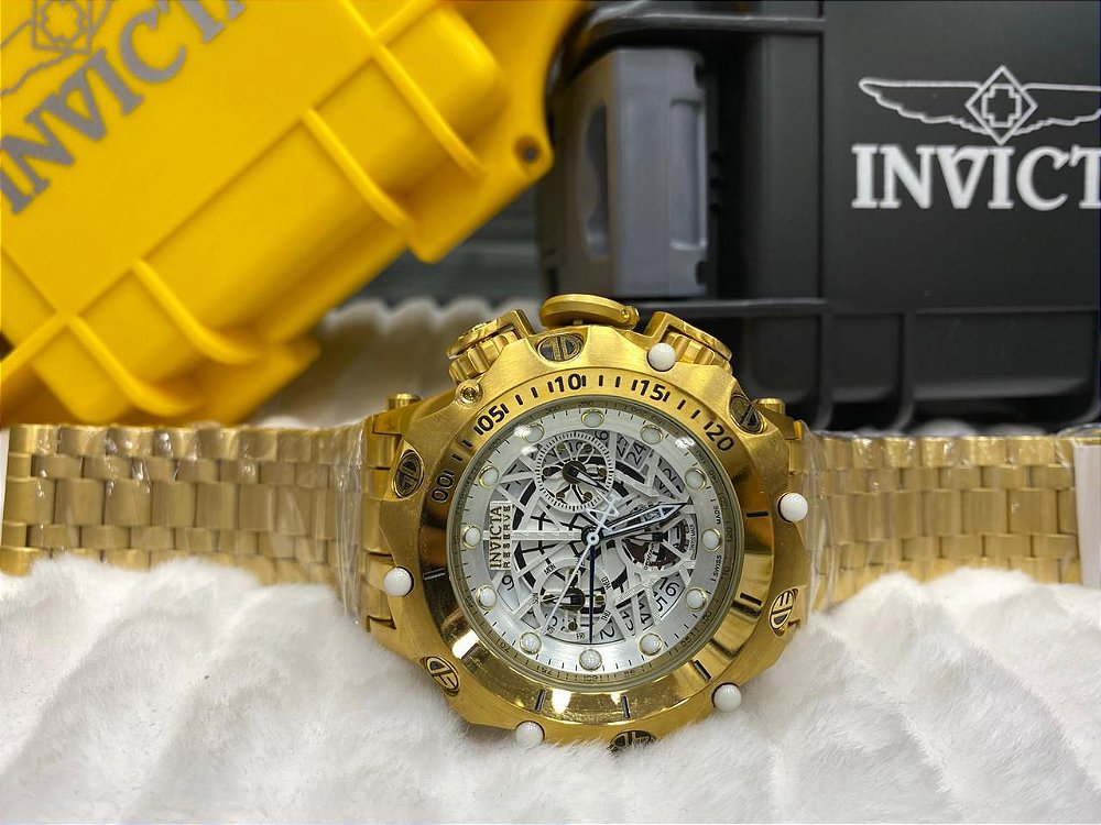 invicta branco com dourado