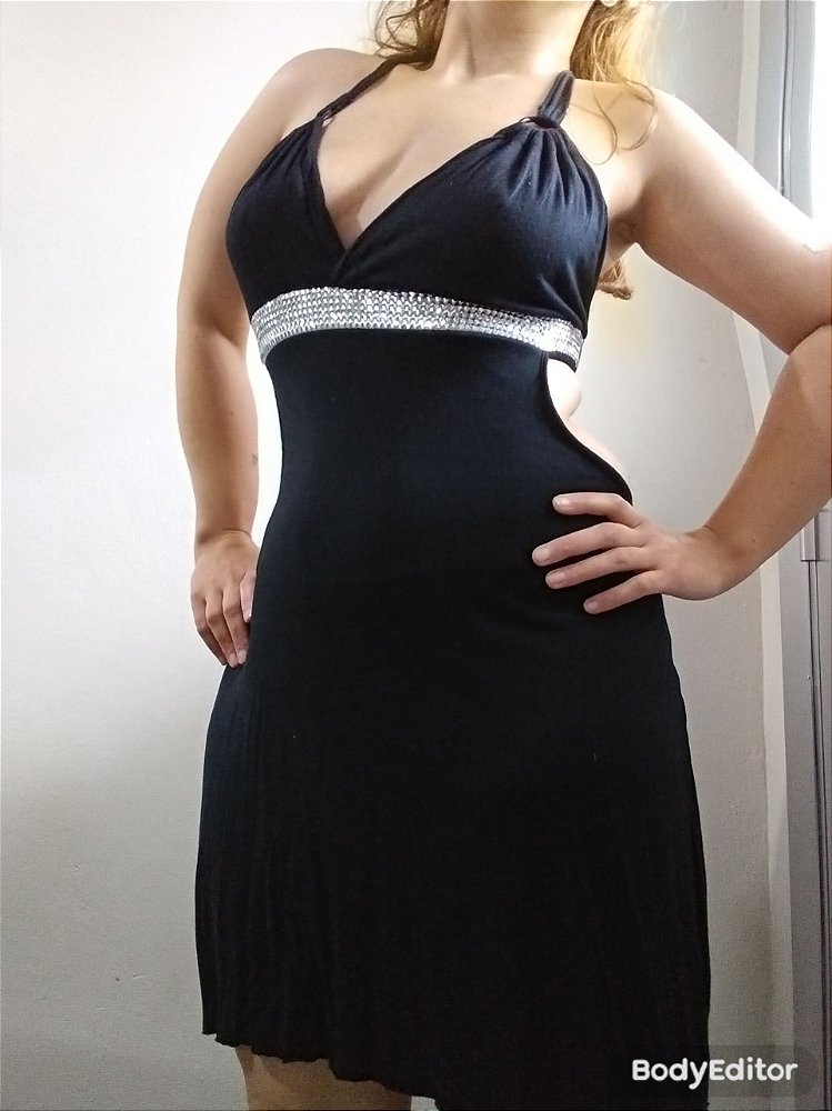 vestido frente unica preto