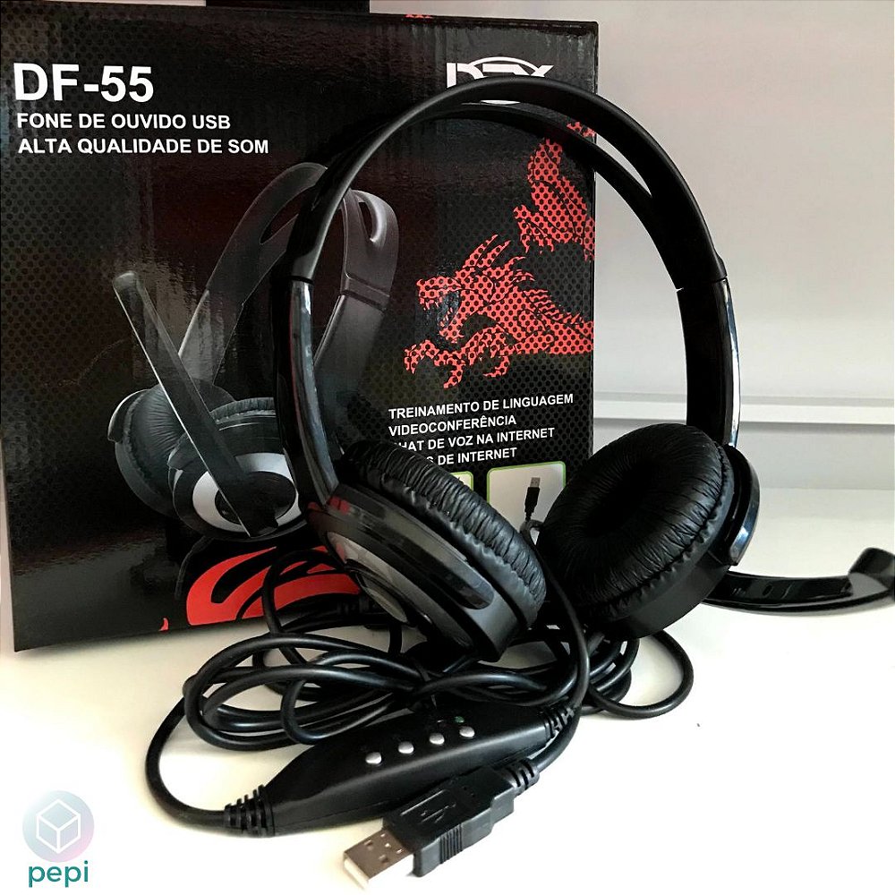 FONE DE OUVIDO HEADSET DEX DF-55 CABO USB - Pepi | Casa e Tecnologia |  Eletrônicos e Acessórios
