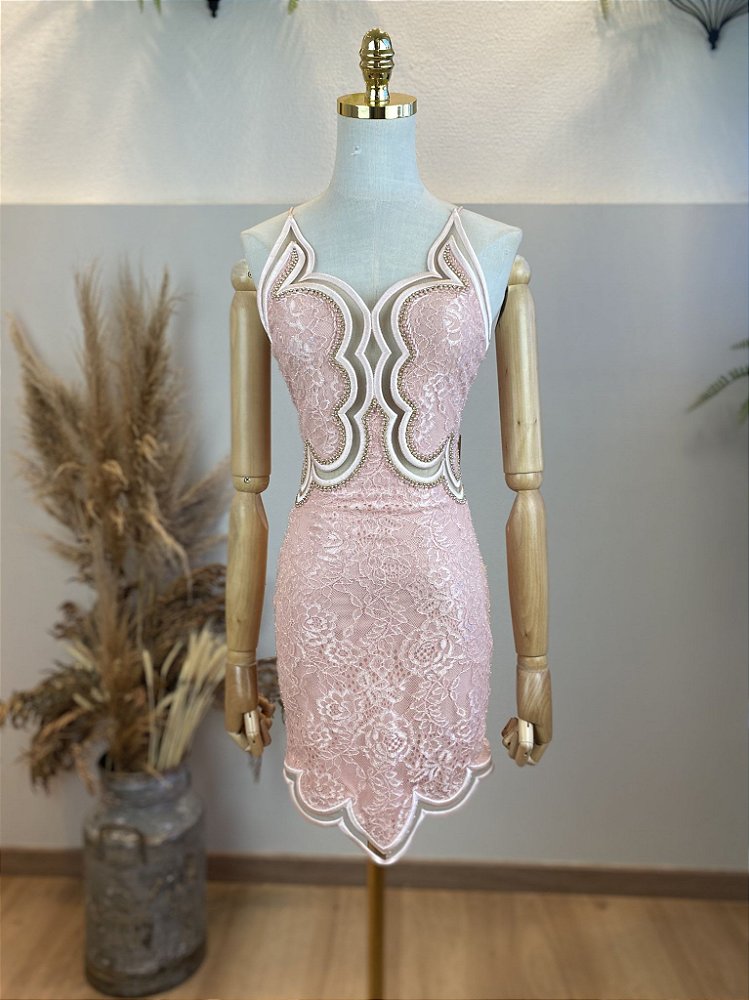 Vestido Monda Belle Rosa Rendado - Dona Chica Brechó Online