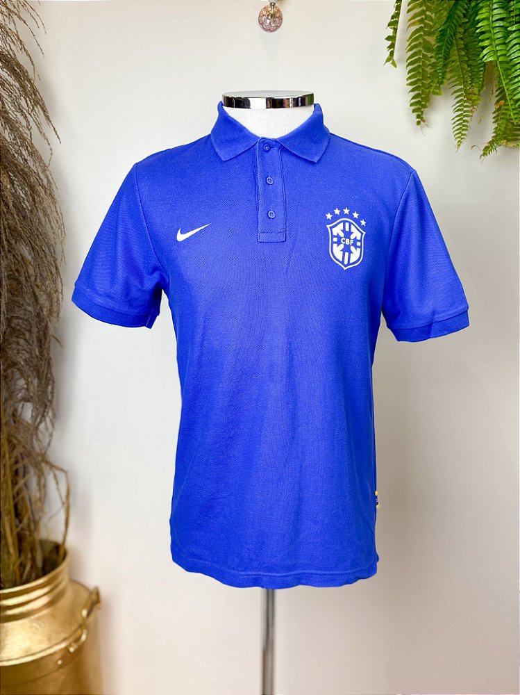 Camisa Polo Masculina Nike Brasil Azul - Dona Chica Brechó Online