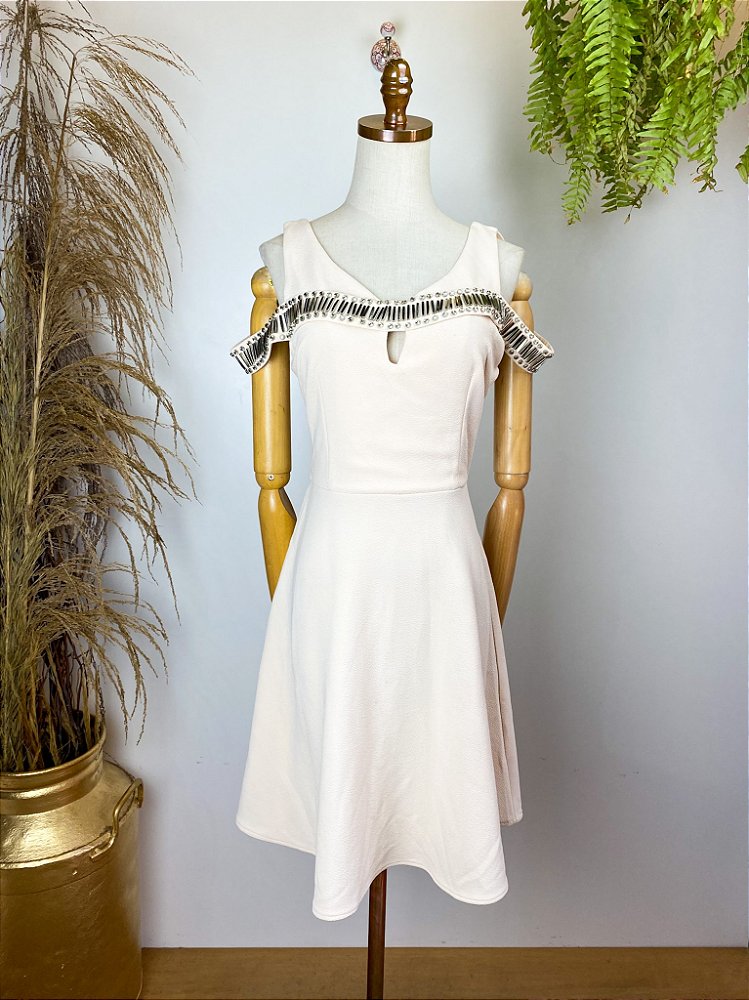 Vestido Valentina Moda Bege Curto Dona Chica Brech Online
