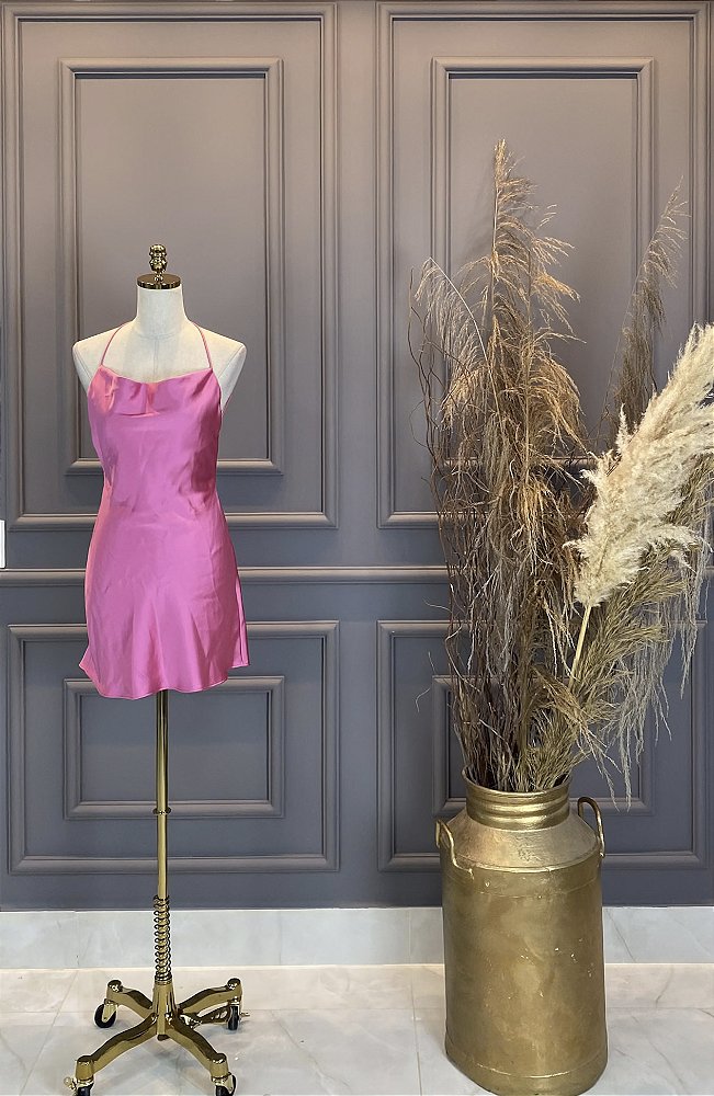 Vestido Curto Zara Rosa Choque Dona Chica Brechó Online