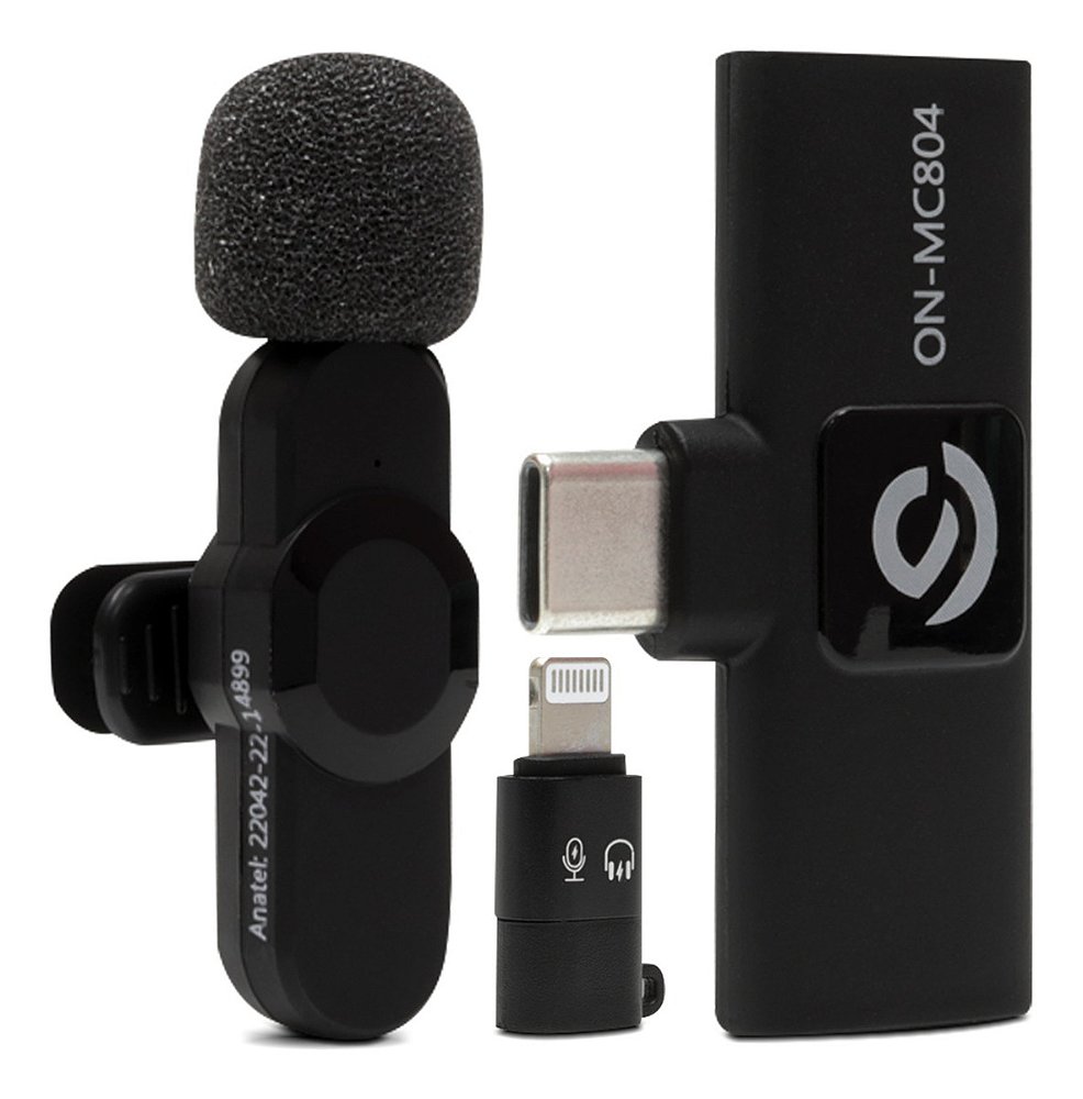 Microfone Lapela Sem Fio Onistek MC804 para Smartphone USB-C