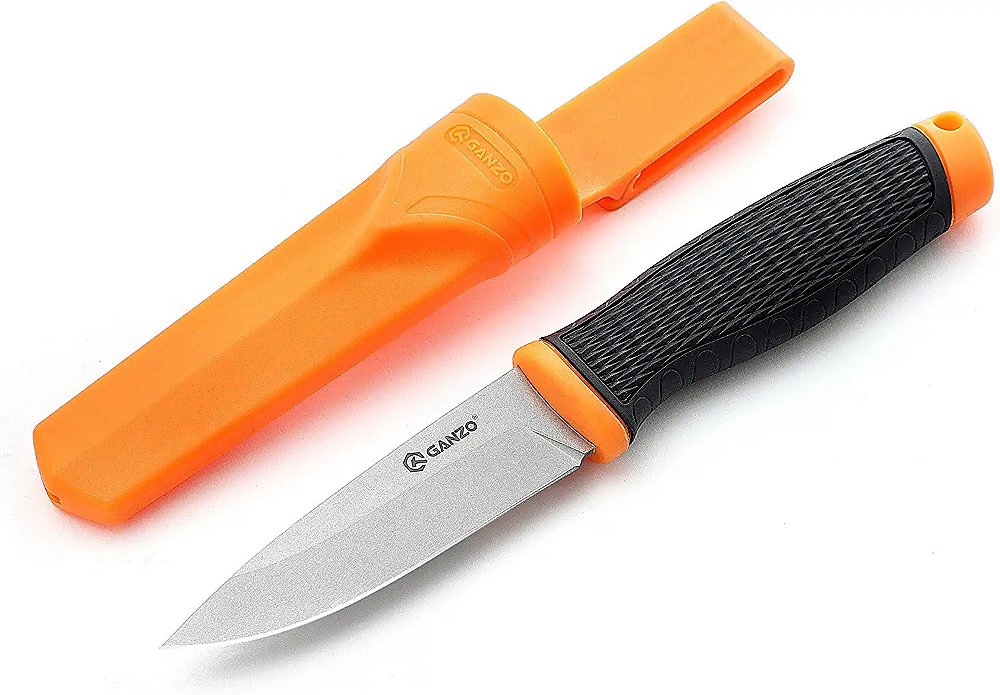 Faca Camping Sobrevivência Ganzo G806 Orange Bainha em Polimero - EDC e ...
