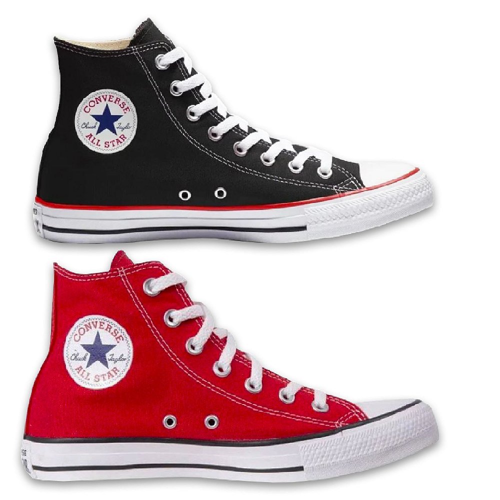 KIT 2 PARES TENIS ALL STAR CANO ALTO -PRETO + VERMELHO - Rezzet Outlet