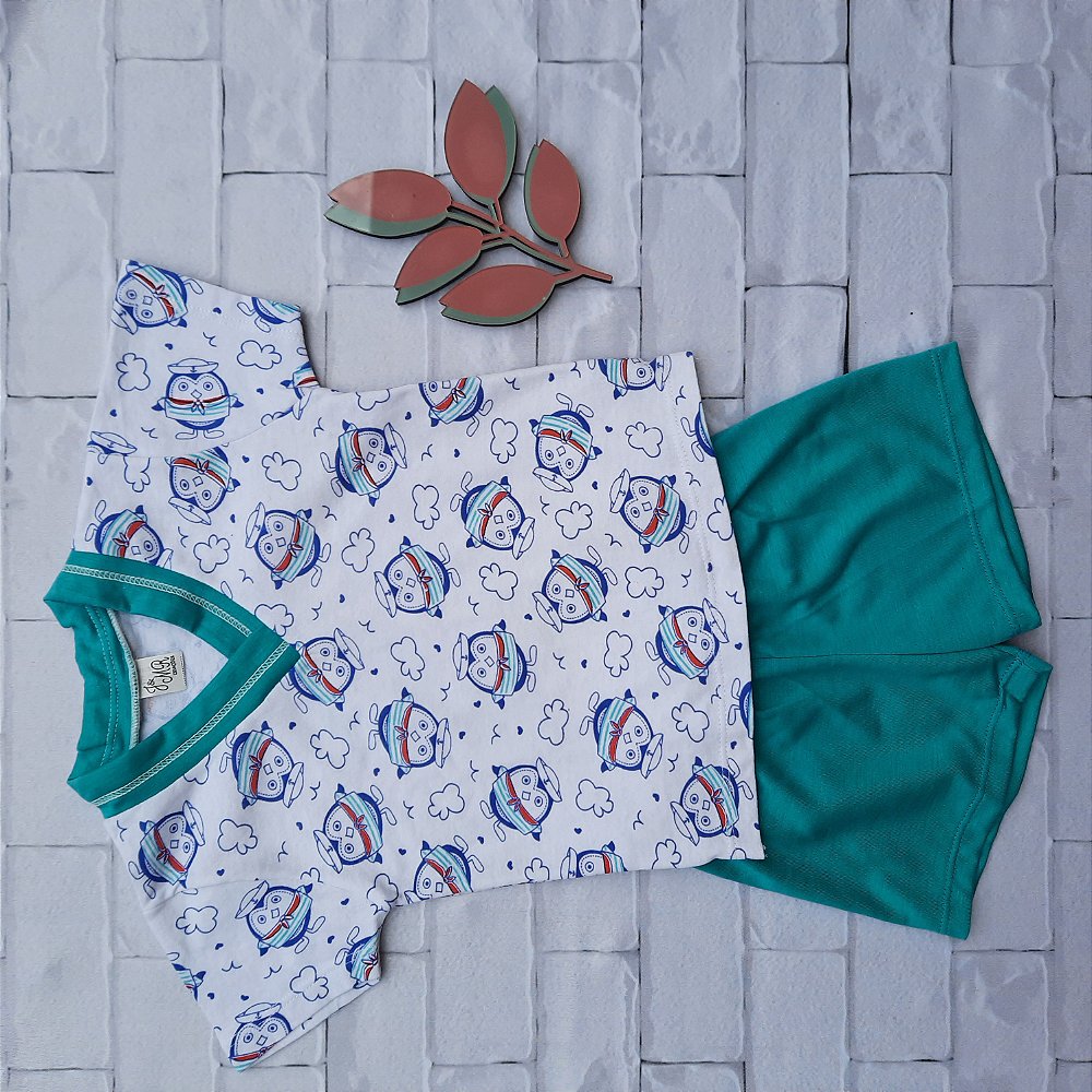 Pijama bebê manga curta - Marinheiro - Mimo Look Moda Bebê