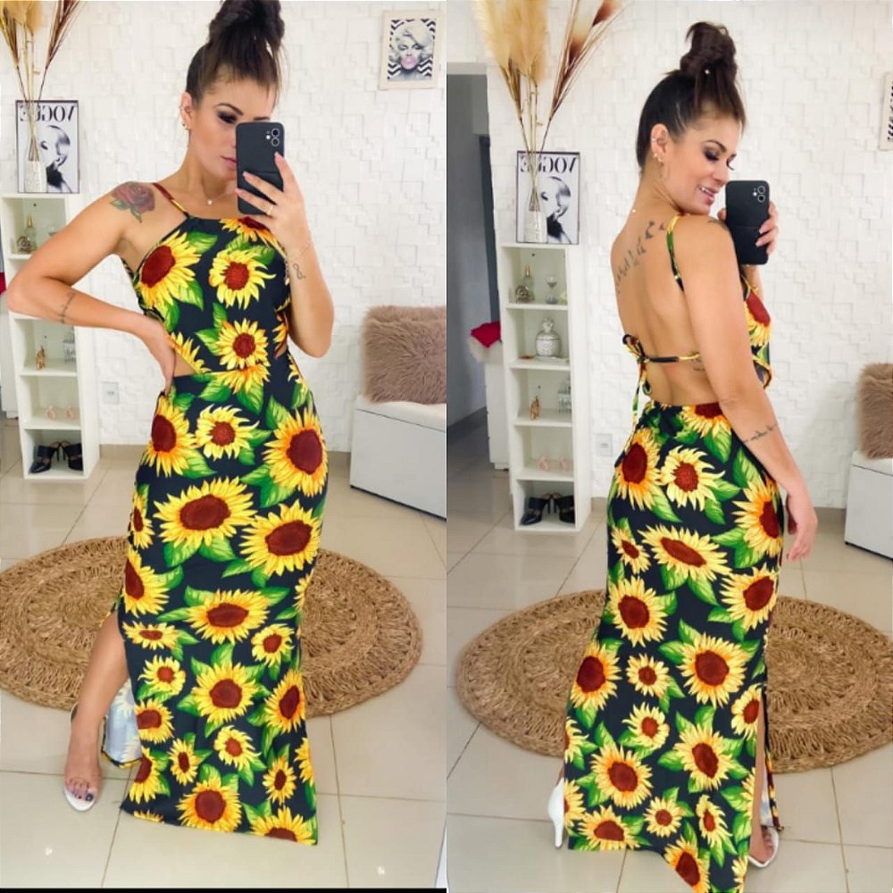 vestido florido girassol