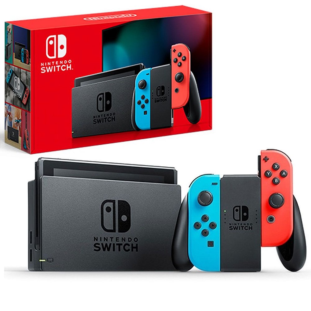New Nintendo Switch 32GB Standard Vermelhonéon, Azulneón Loja Mundo