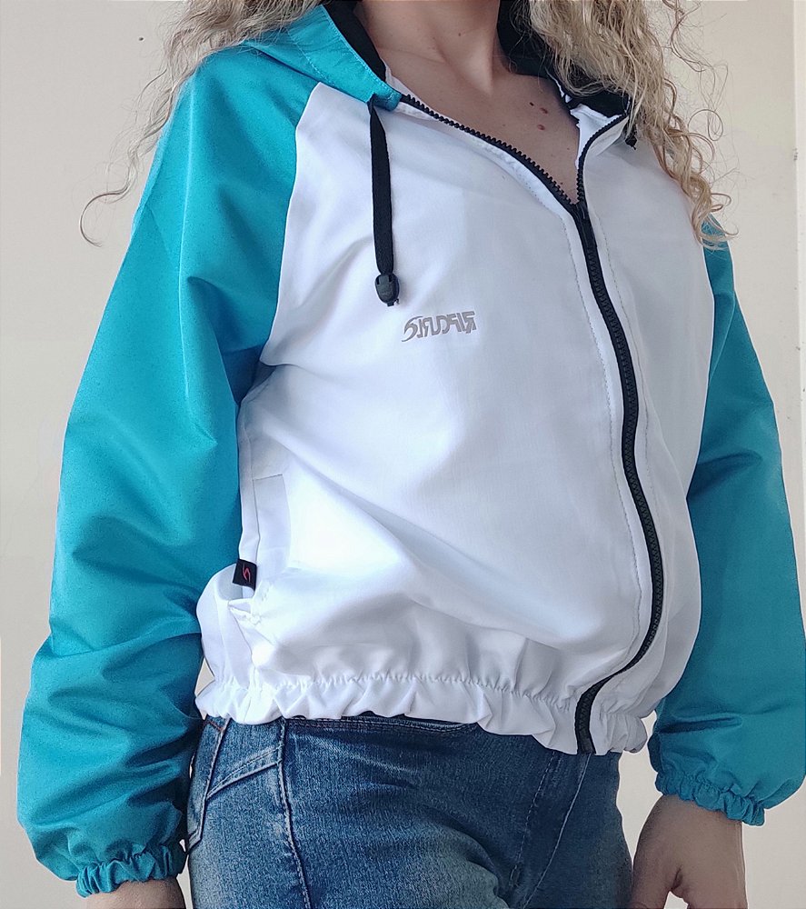 corta vento feminino azul