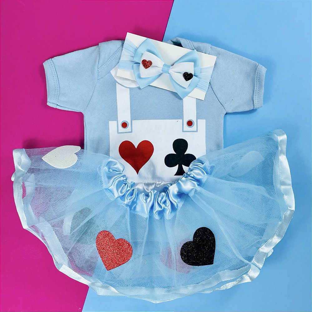 Kit Body Bebe Luxo Tule Alice No Pais Da Maravilhas Azul Claro Baby Baby Dress Loja Especializada Em Moda Infantil