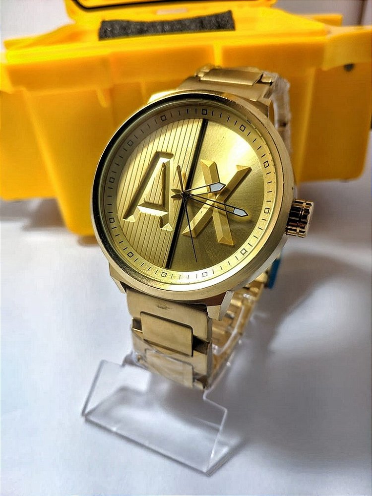 Relógio Armani AX Dourado a prova d'agua - Relógios Brasil