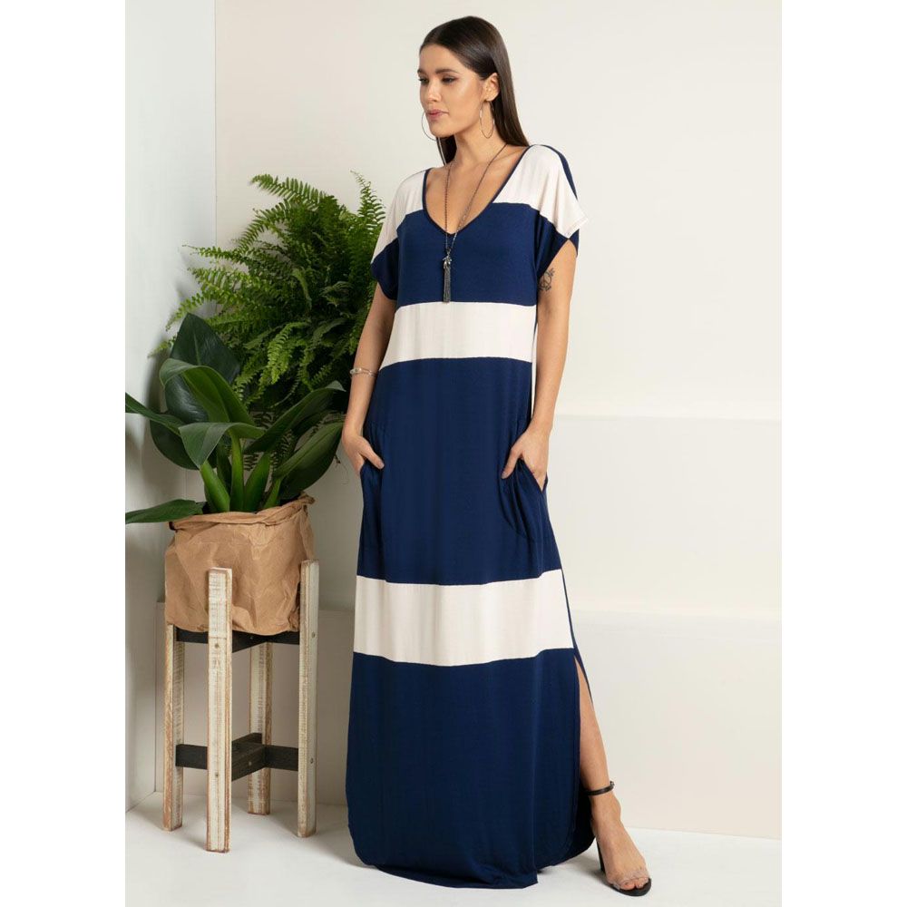 vestido longo soltinho com fenda