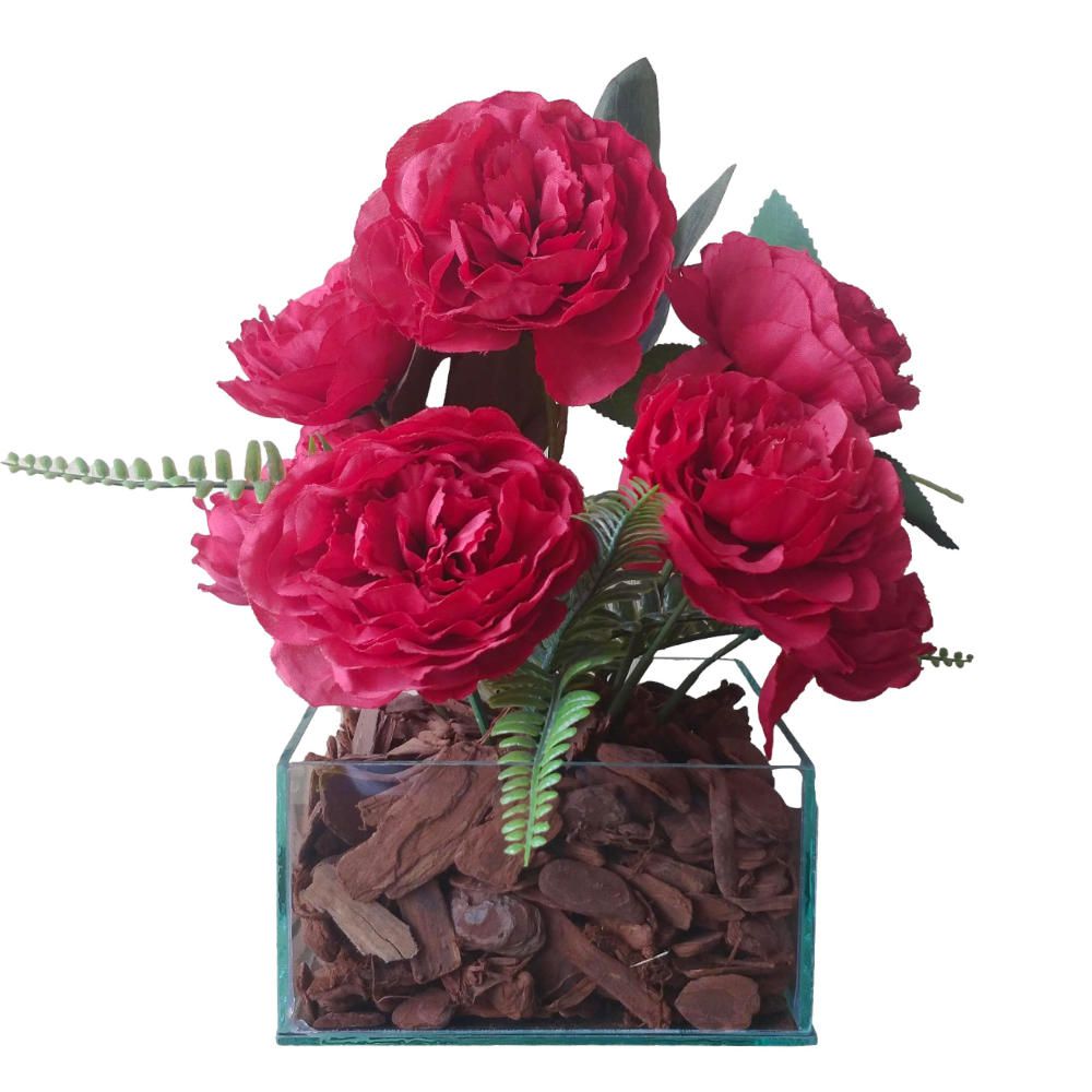 Arranjo Rosas vermelhas vaso de vidro incolor 15x28 cm - Amplo Espaço -  Especialistas em Móveis Espelhados