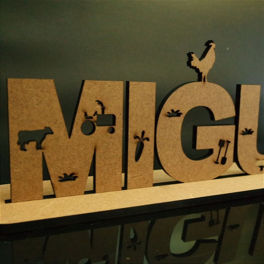 Nomes com base em MDF 6mm Fazendinha Tamanhos disponibilizados na opção do anúncio