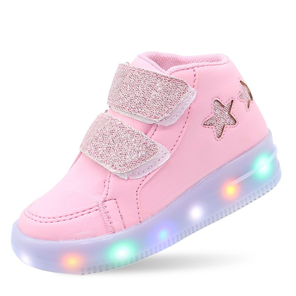 Tênis Bota botinha LED Luz estrela rosa Infantil feminino - Pemania  Calcados infantis