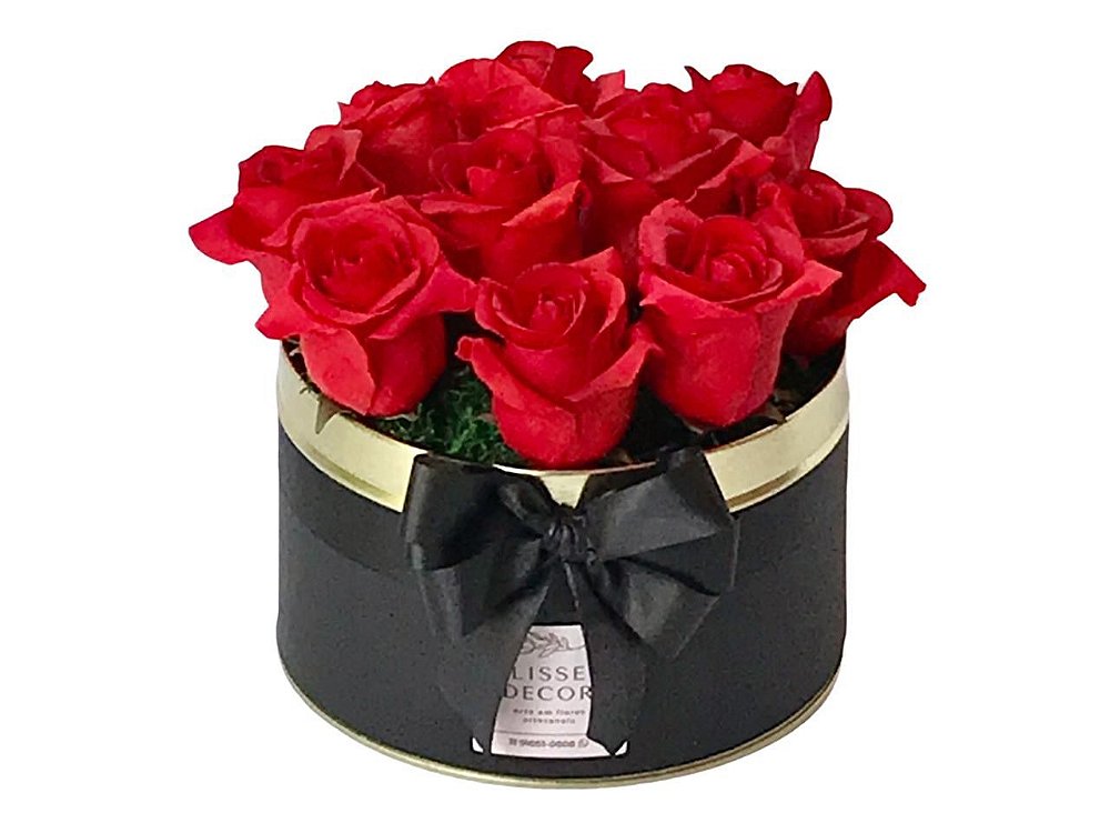 Flor Artificial Arranjo 9 Rosas Vermelhas Presente Decoração - Lisse Decor