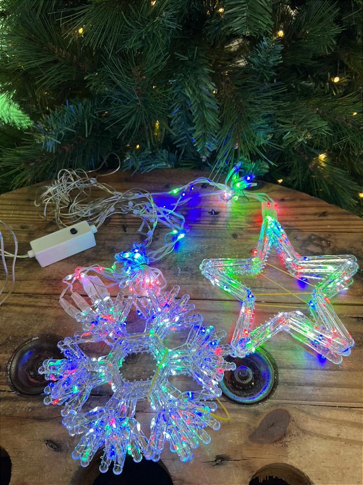 CASCATA 260 LEDS FIO DE FADA ESTRELA E FLOCO DE NEVE NA PONTA 8 F BIV - Senhor Natal CASCATA 260 LEDS FIO DE FADA ESTRELA E FLOCO DE NEVE NA PONTA 8 F BIV - Senhor Natal