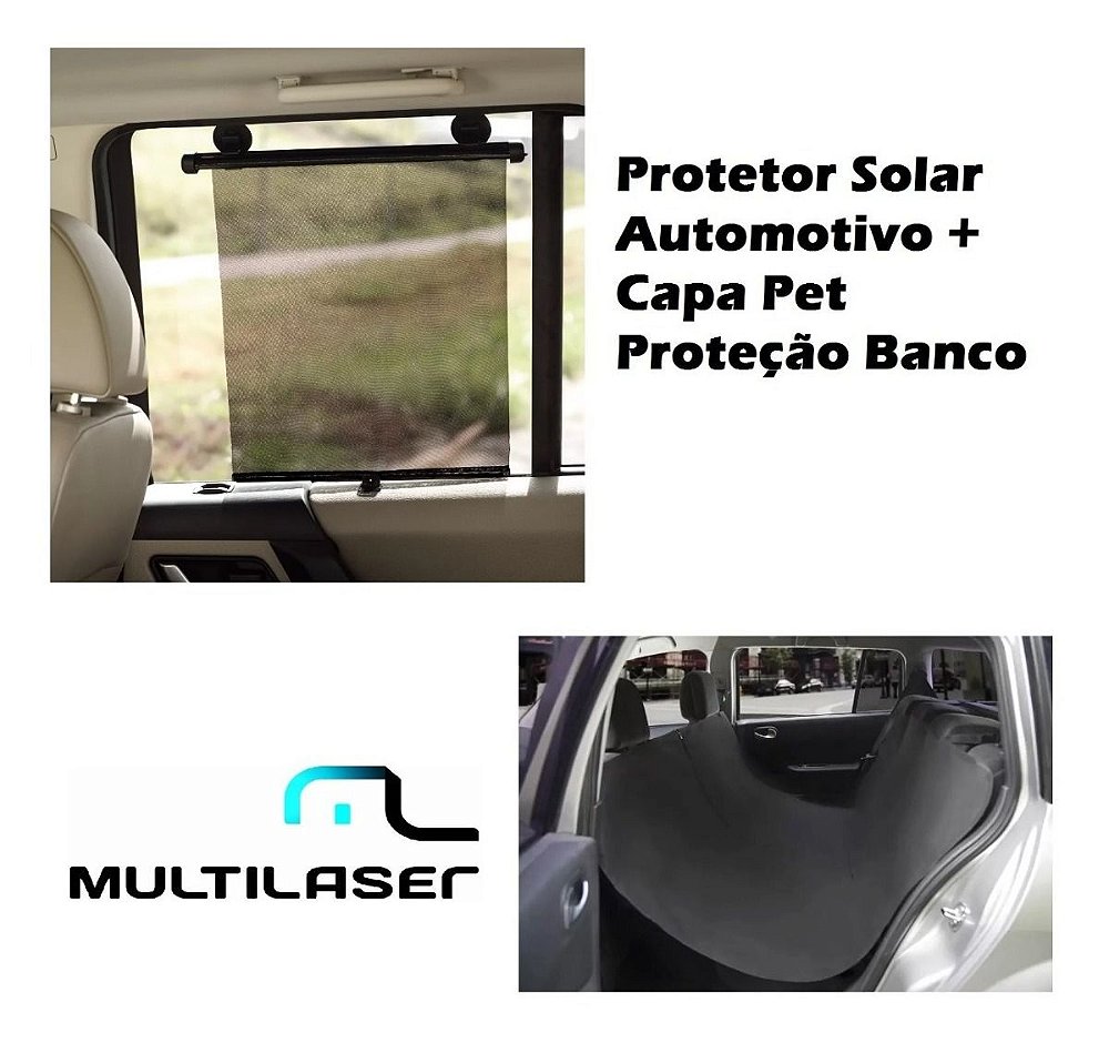 Protetor Solar Retrátil Carro Vidro Passageiro + Capa Pet - POP SHOP