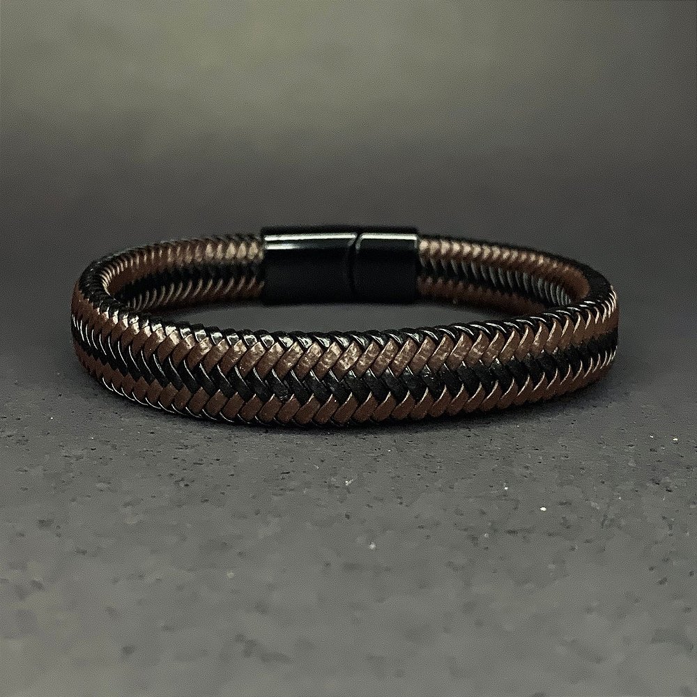 Pulseira Couro Black and Brown - COBS