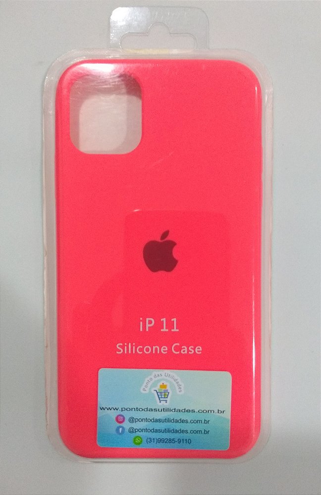 Case para iPhone 11 em Silicone - Rosa Fluorescente - Ponto das Utilidades