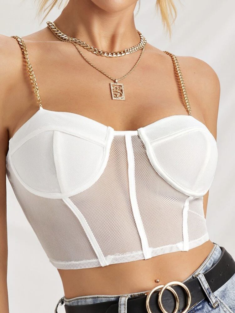 Corset branco cropped Outlet