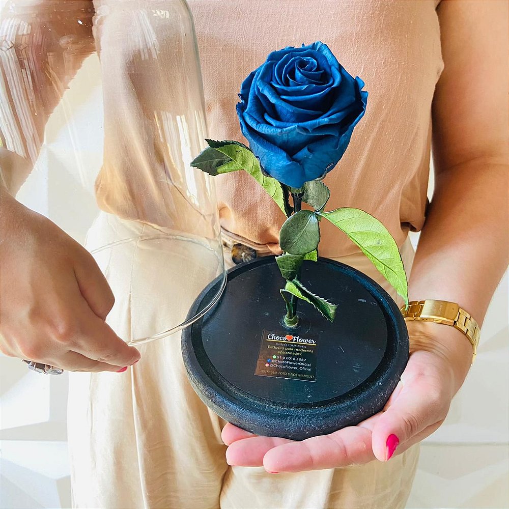 Rosa Encantada Azul - Choco Flower | Buquês Flores de Chocolate