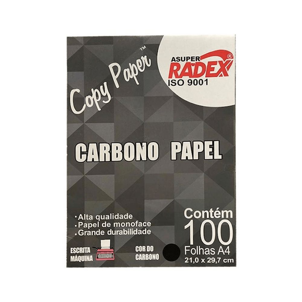 Radex Papel Carbono Preto A4 100 Folhas - Medical Top