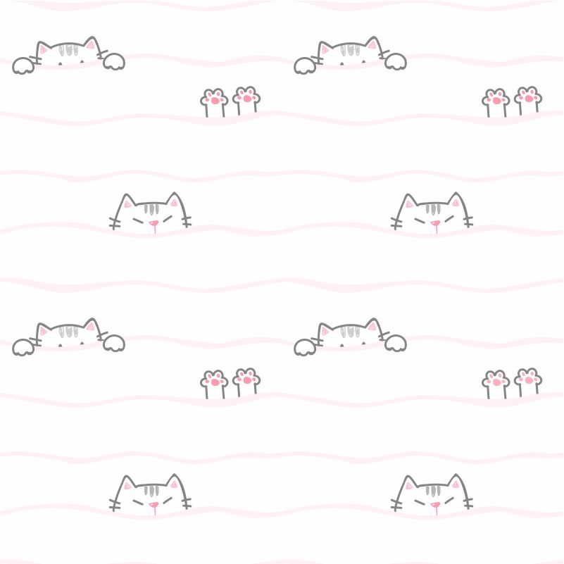 Papel de parede gatinhos kawaii lilás