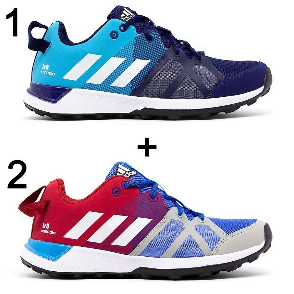 tenis adidas vermelho e azul