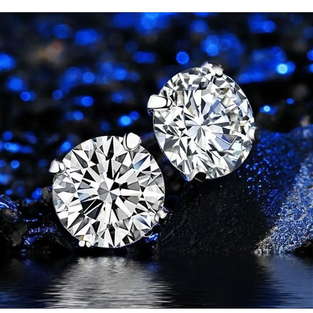 Brinco Masculino Prata Pura 925 Pedra Diamante Sintético 08mm - KALLOMEN -  ONDE O HOMEM TEM SUA VEZ