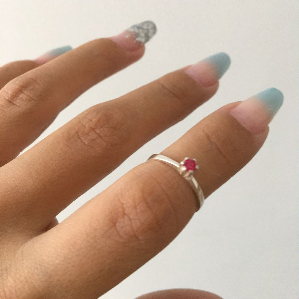 Anel ponta dedo solitário 2,5MM - PRATA 925 - Belayata