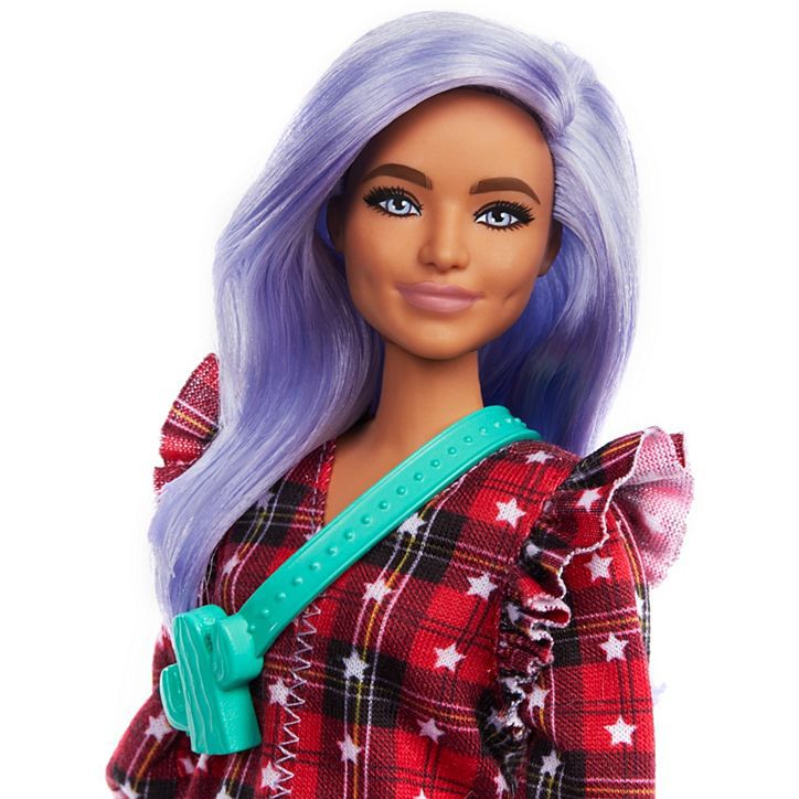 Boneca Barbie Fashionista Cabelo Lilás Vestido Xadrez Vermelho 157 Grb49 Mattel Comprar