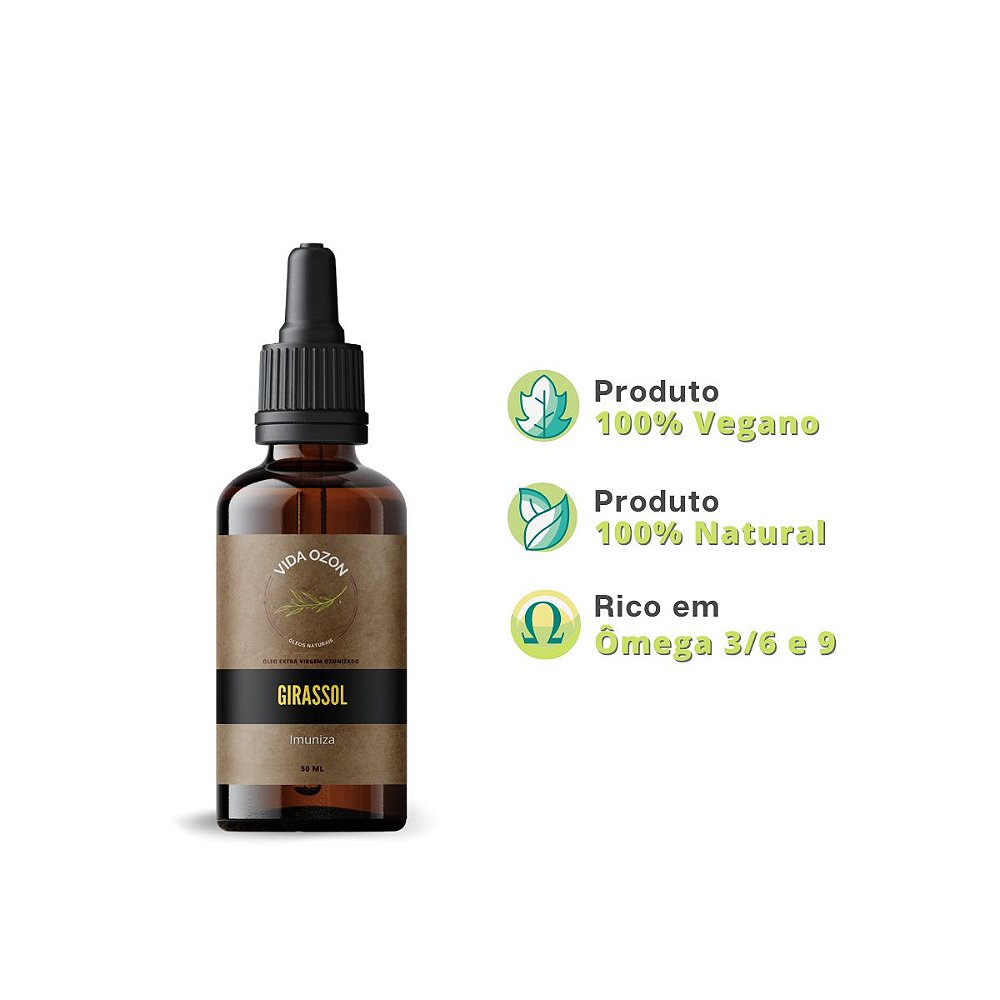 Óleo ozonizado Girassol 50ml - Vida Ozon - Escolha viver bem.