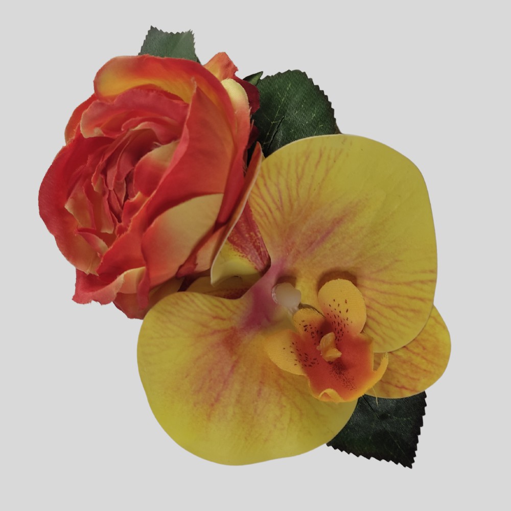 Arranjo de Cabelo Floral - Orquídea com Rosa - Lovely Vintage Store