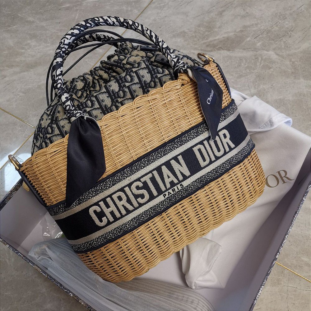 Bolsa Cesta Dior Wicker (PRONTA ENTREGA) - QLuxury Store